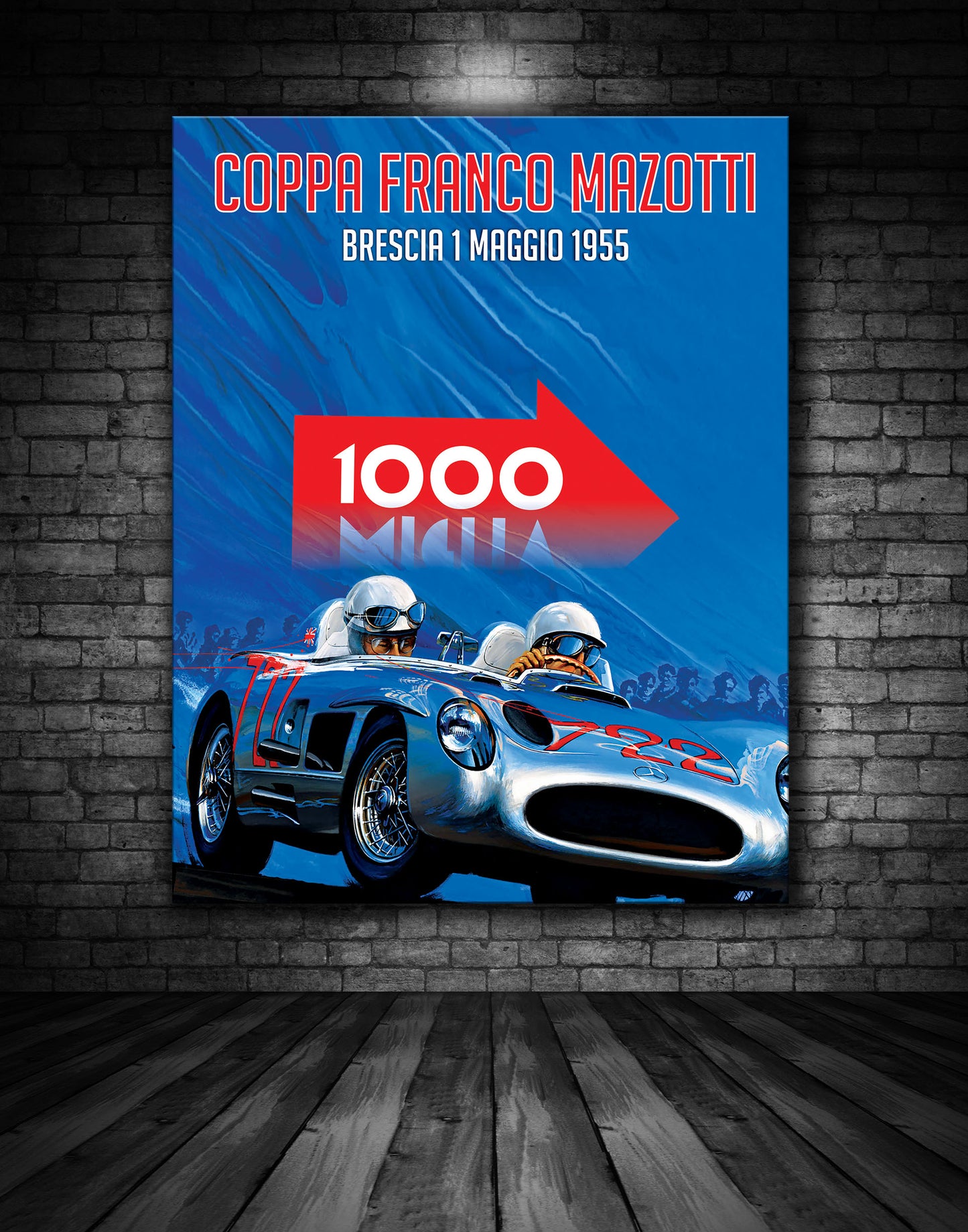 Stirling Moss Mille Miglia 1955 Vintage Poster