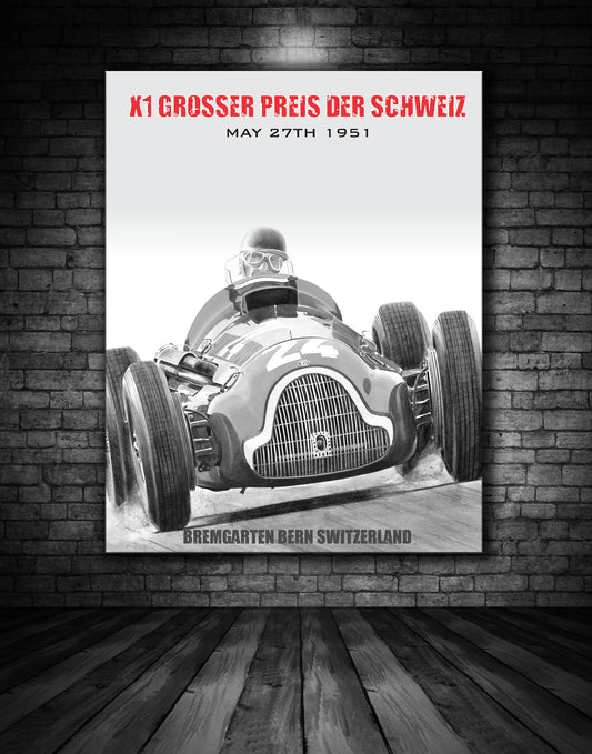 Swiss Grand Prix 1951 Vintage Poster