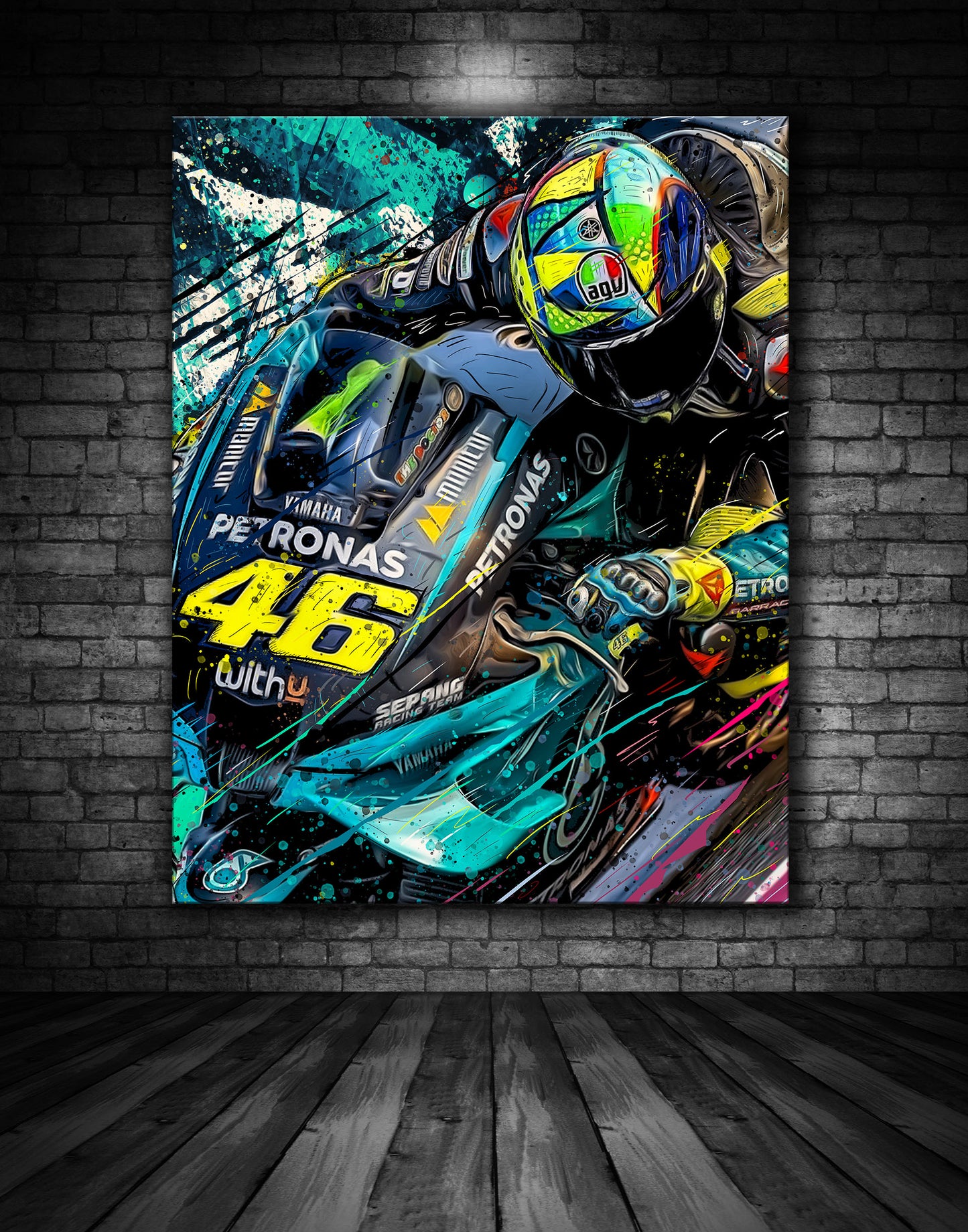 Valentino Rossi Petronas Yamaha Moto GP Graffiti Painting